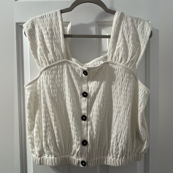 NWT Madewell Crinkle-Knit Button-Front Top Size Medium Summer - Picture 6 of 10